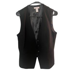 H&M Size Large Black Tailored Fitted Sleeveless Blazer Waistcoat in Woven Fabric